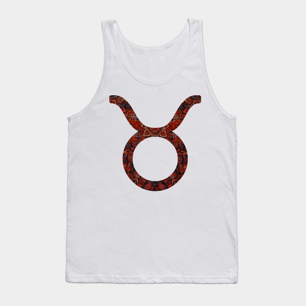 Dark Paisley Taurus Zodiac Sign Tank Top by aterkaderk